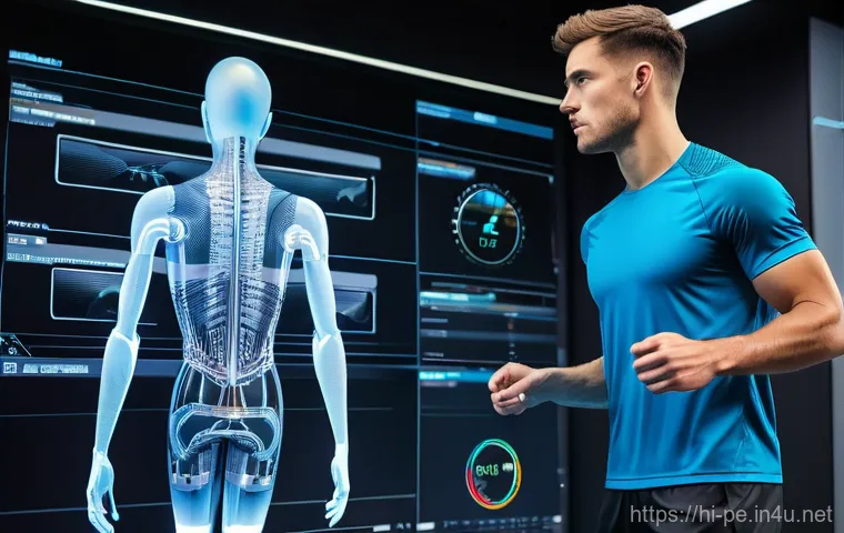 스포츠 기술 분석 소프트웨어 - **Prompt 1: Athlete reviewing performance data**
    A focused male or female athlete, aged between ...