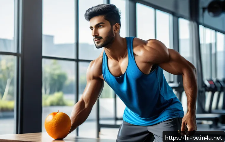 운동 수행력 향상 전략 - A vibrant, detailed scene of a young Indian man in athletic clothing performing a dynamic warm-up in...